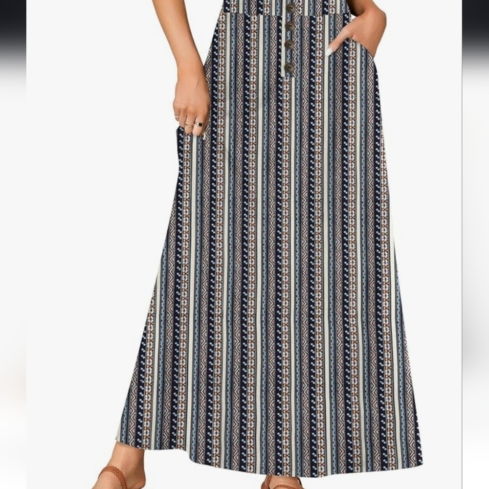 Striped Patterned Maxi Skirt - Picture 2 of 16